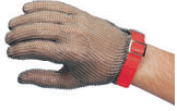 Short stainless steel Glove size M red