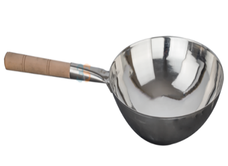 stainless steel wok pan with wooden handle 40 cm